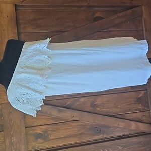 Mudpie S Laurel one shoulder dress white lined cotton poplin eyelet embroidery